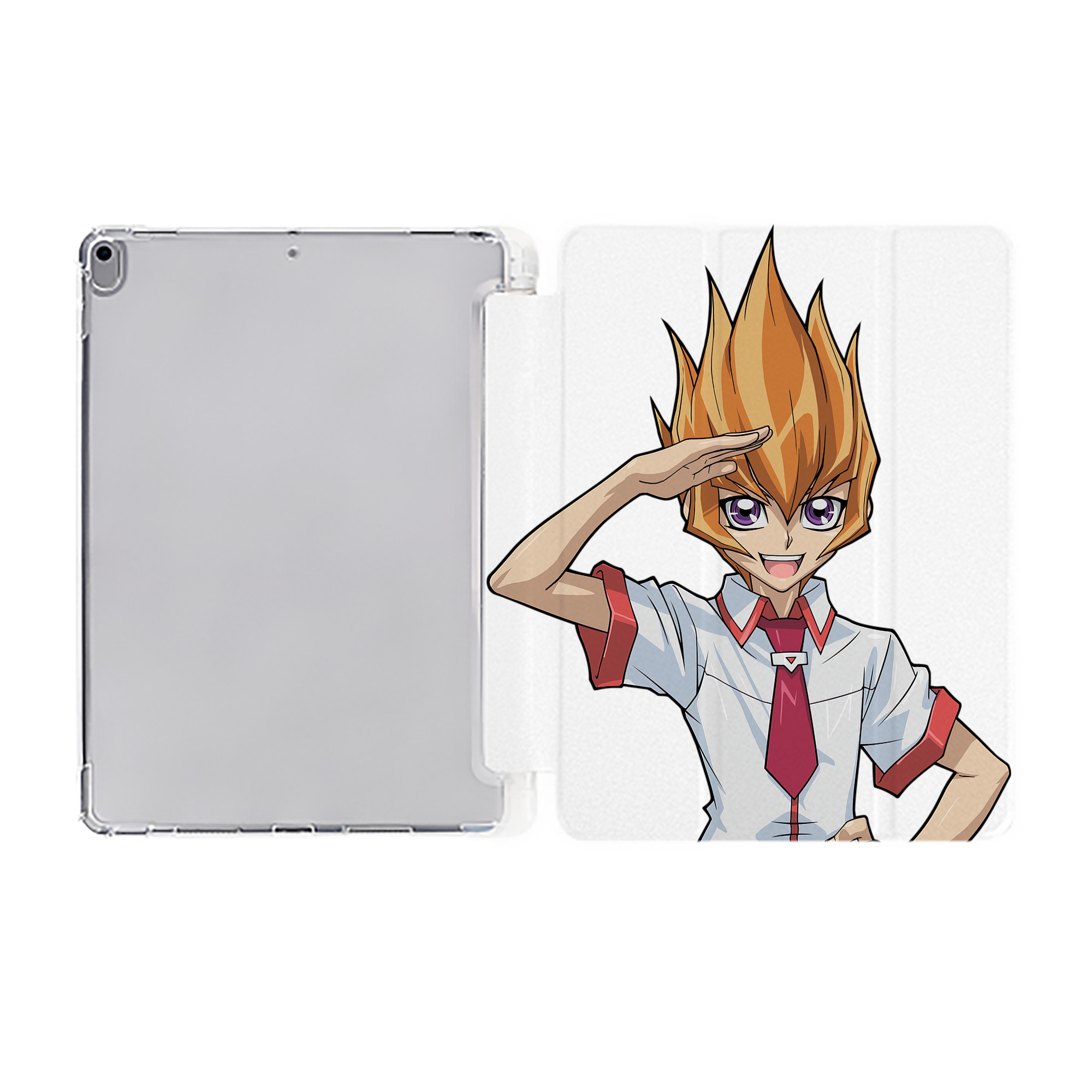 （画像用） 遊☆戯☆王 Yu-Gi-Oh! IPad ケース ペン収納付き 三つ折りスタンド PUレザー×シリコン 対応機種9.5/10.5/10.9インチ